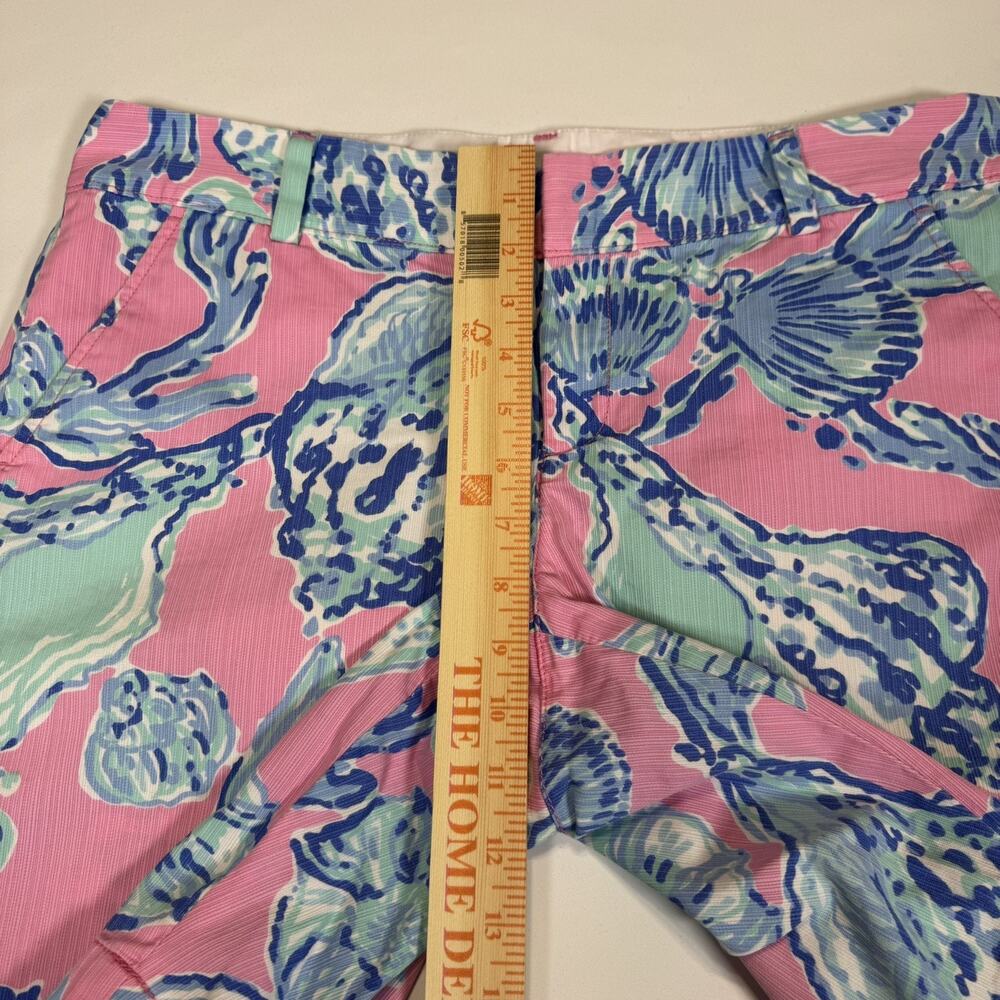 Lilly Pulitzer Women’s The Chipper Short Blue/Pink Tropical Bermuda Shorts Sz 12 - Picture 13 of 16